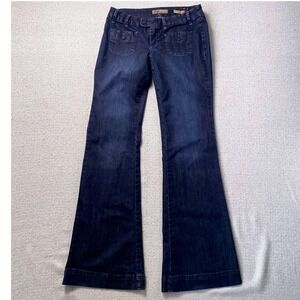 YMI Jeans Bootcut Women 9 Dark Wash Denim Stretch‎ Front Patch Pockets Low Rise